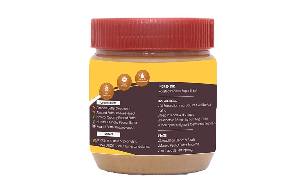 Gourmet Delicacy Natural Crunchy Peanut Butter, Unsweetened   Plastic Jar  350 grams